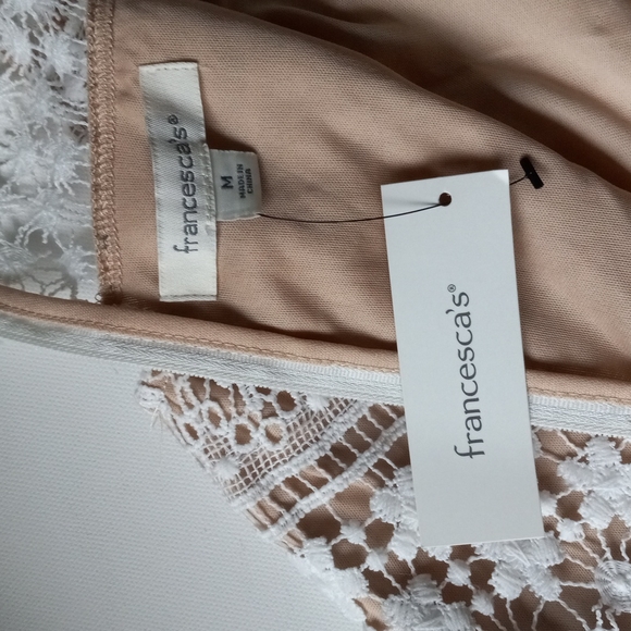 FRANCESAS White Nude DRESS Tulle Lace Skaters Size Medium - Picture 9 of 9